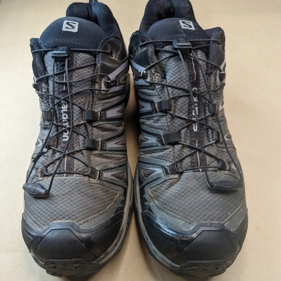 Salomon X Ultra Mid Gortex Black Gray Hiking Boots  Ortholite Men's Size 10The - Picture 3 of 11